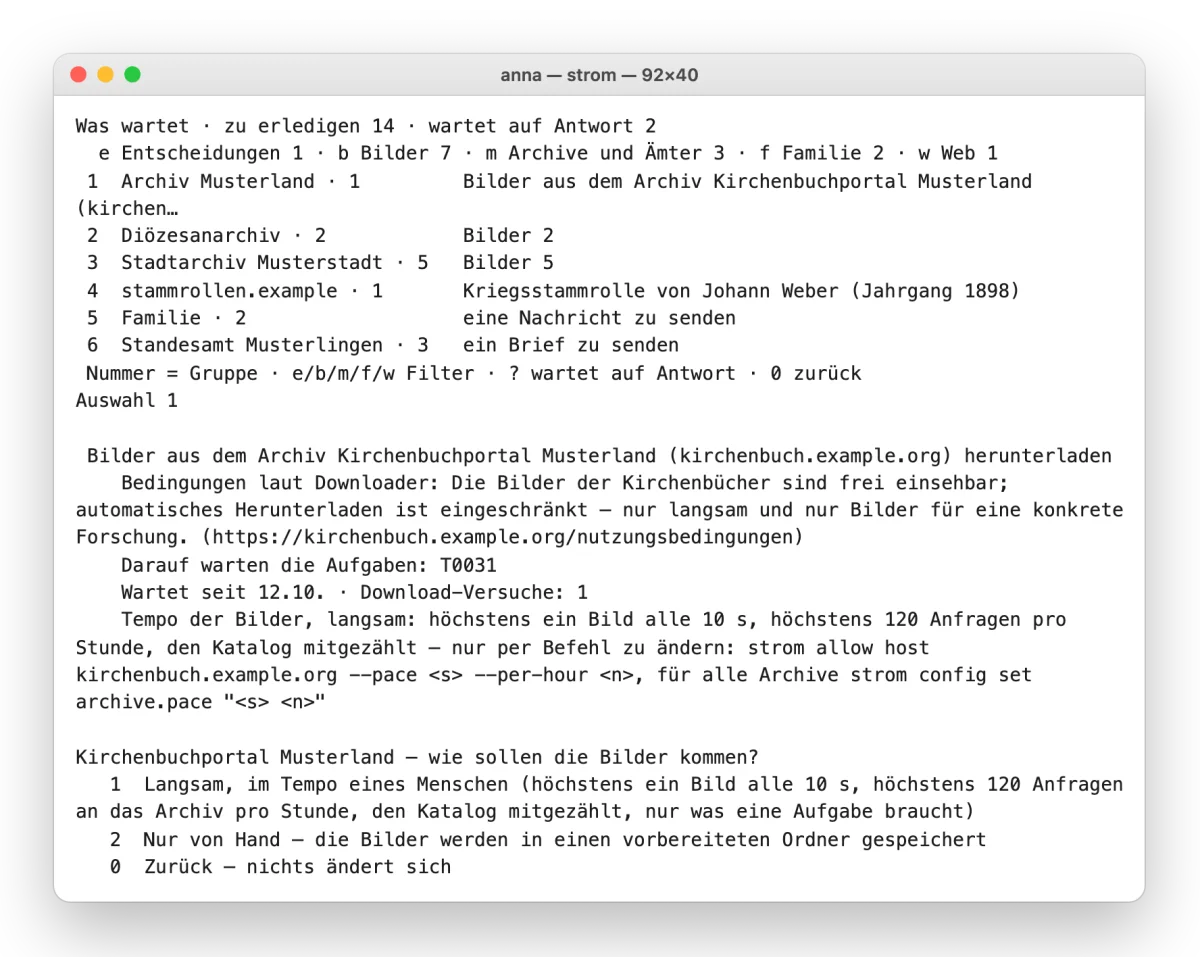Die Bedingungen des Archivs im Terminal: langsam oder von Hand
